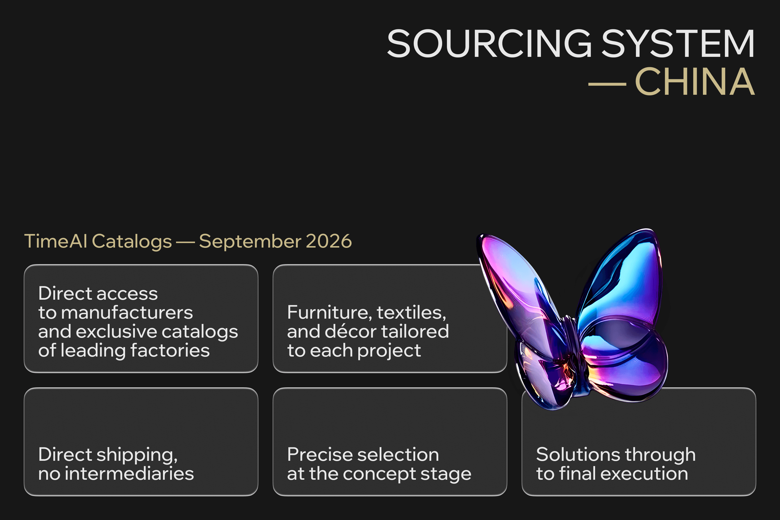 [TEST} TIMEAI — a China-based sourcing system with direct factory access and supply chains free of middlemen.